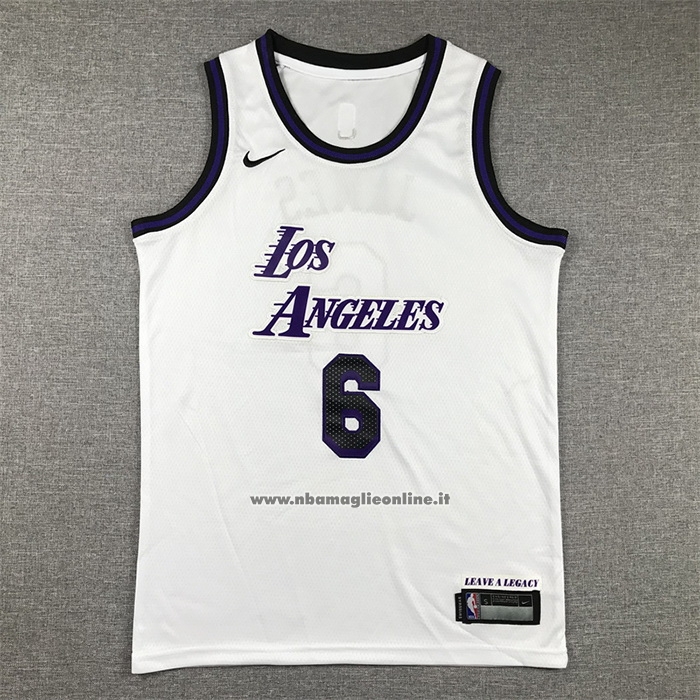Maglia Bambino Los Angeles Lakers LeBron James #6 Citta 2022-23 Bianco
